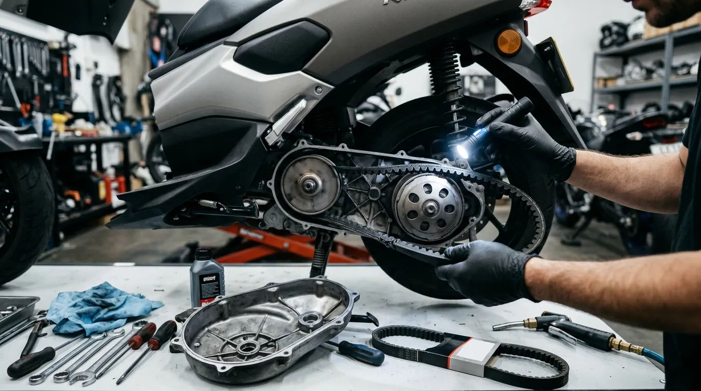 Pemeriksaan komponen sabuk penggerak V-Belt pada bagian CVT