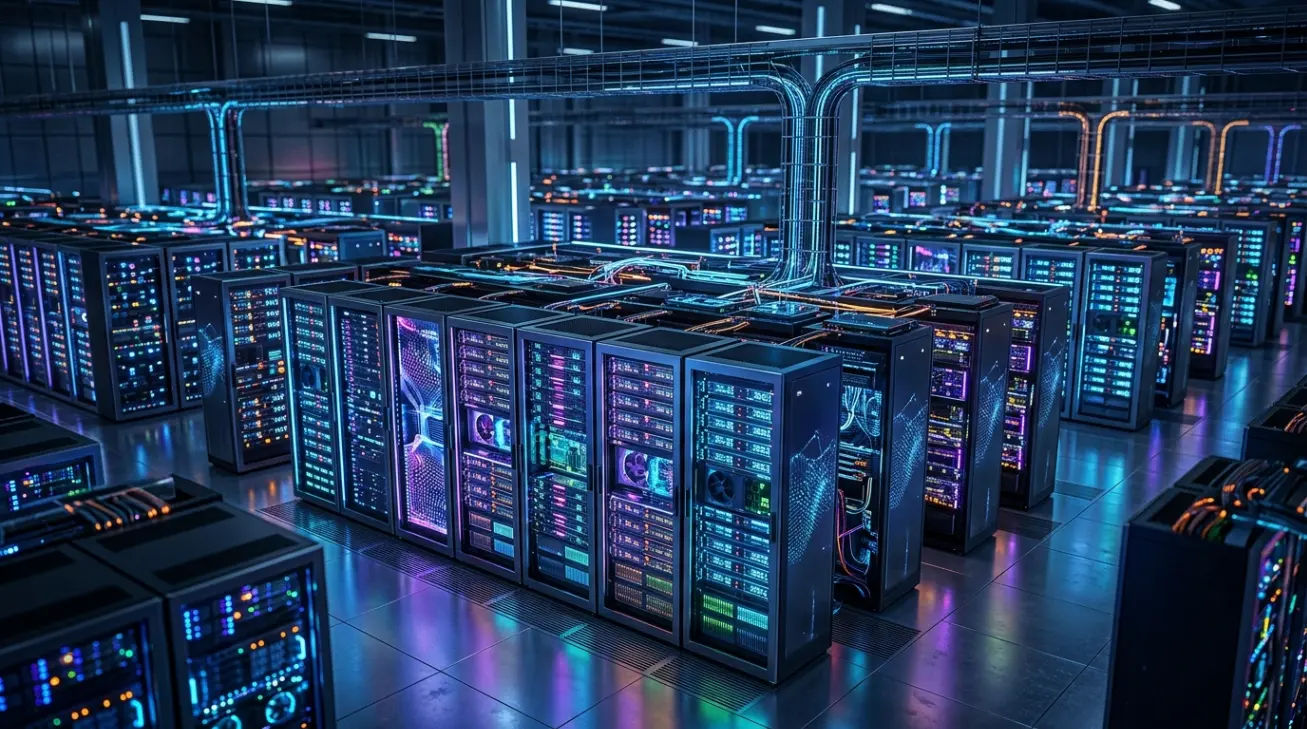 Infrastruktur server cloud modern untuk mendukung komputasi AI otonom