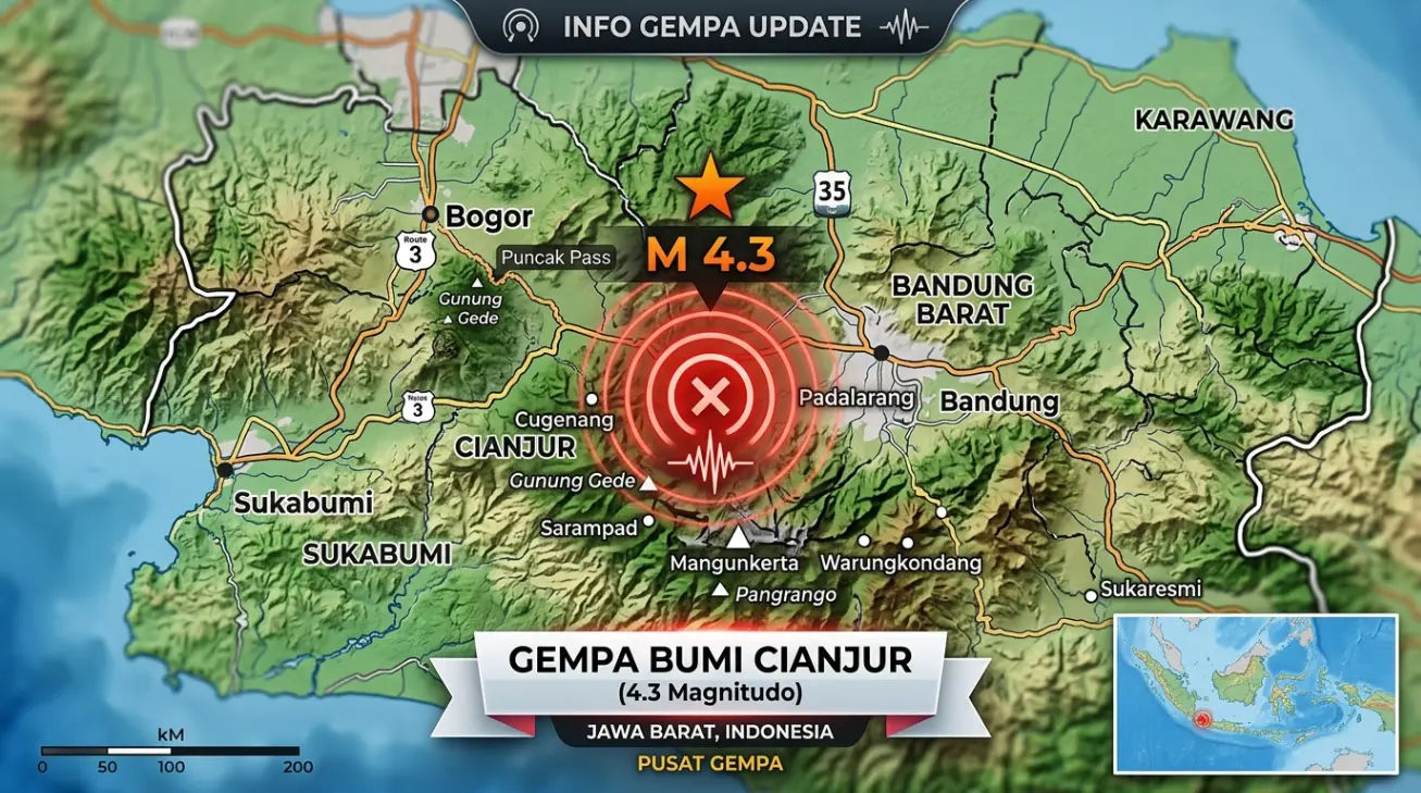 Update Gempa Cianjur M 4,3: Getaran Terasa Hingga Jakarta dan Bandung