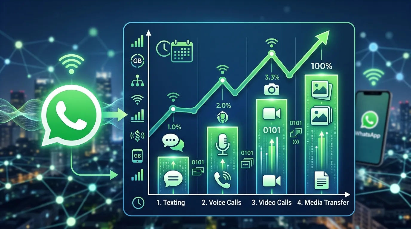 Grafik penggunaan data WhatsApp pada jaringan seluler