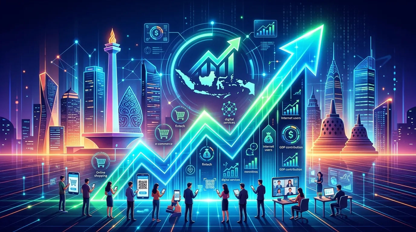 Visualisasi statistik pertumbuhan ekonomi digital Indonesia 2026