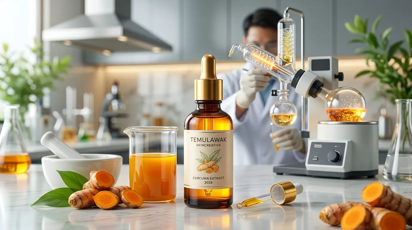 Ekstrak temulawak yang diproses untuk bahan skincare modern 2026