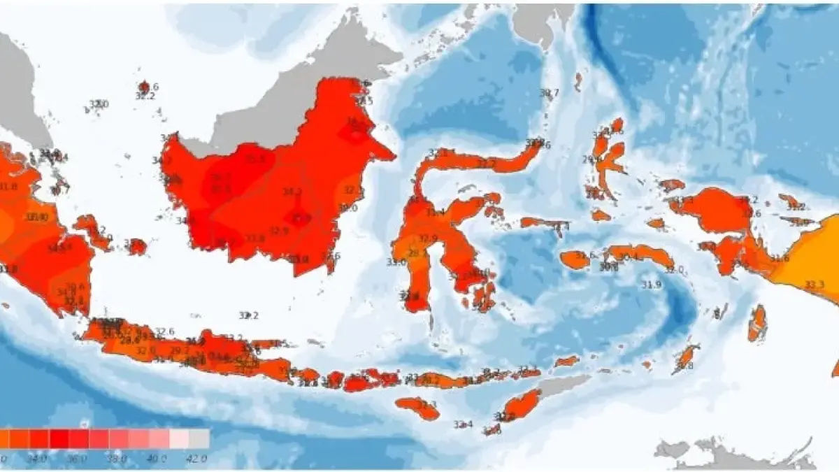Peta suhu panas ekstrem di wilayah Indonesia pada September 2026
