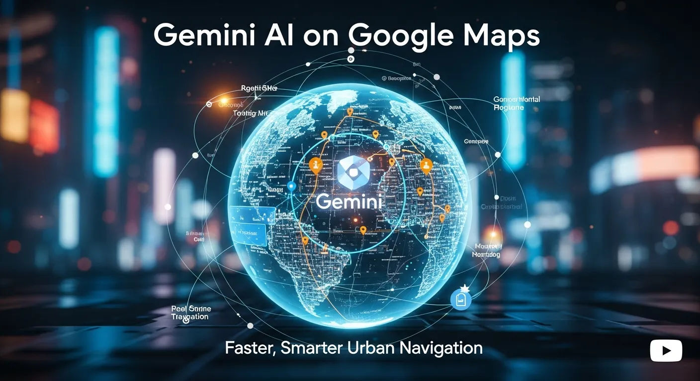 Ilustrasi penggunaan smartphone untuk navigasi Google Maps di perkotaan