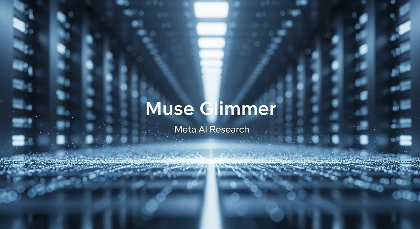 Ilustrasi server data Meta AI yang memproses model Muse Glimmer
