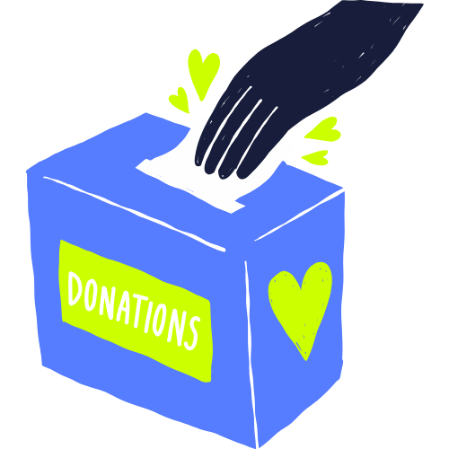 A hand delivers money to a donation box