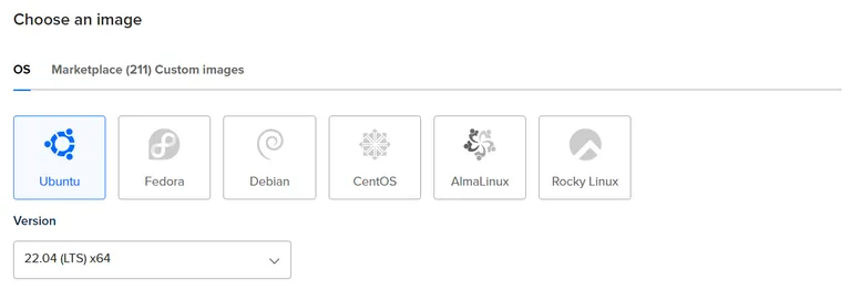 DigitalOcean Droplet: Choose Image