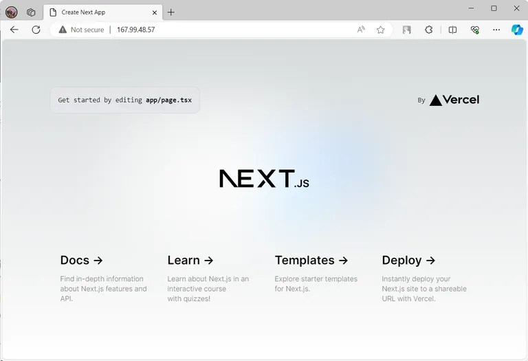 Next.js Landing Page on Droplet IP Adress