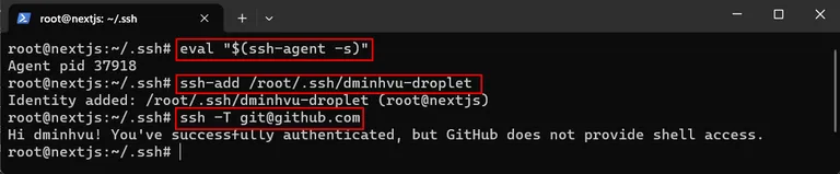 Test SSH Connection between Droplet and GitHub