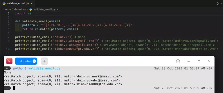 Validate Email in Python using RegEx