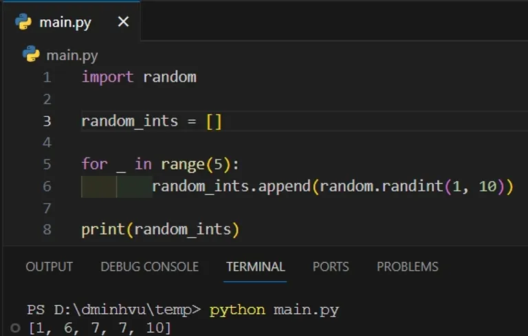 Generate List of Random Integers Between 1 and 10 in Python