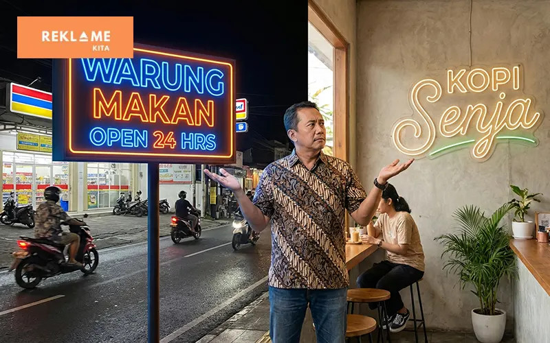 Ketahui beda neon box dengan neon sign: mulai dari desain, fungsi, hingga penggunaan terbaik untuk bisnis outdoor dan indoor.