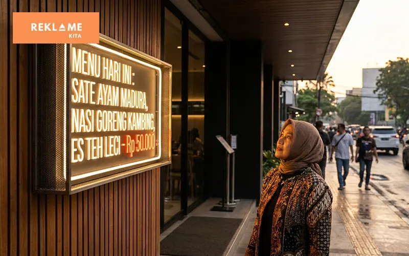 Dalam bisnis makanan, neon box restoran bukan hanya papan nama biasa. Ia memiliki peran penting dalam menciptakan identitas unik, membangun atmosfer, menarik perhatian di malam hari, meningkatkan visibilitas di media sosial, dan mengkomunikasikan pesan promosi.
