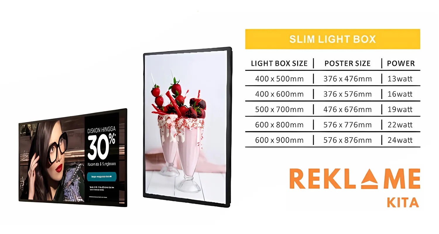 ukuran slim light box