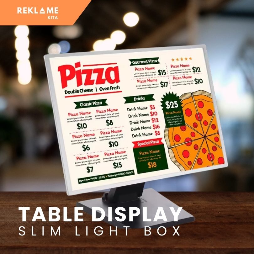 table slim light box menu resto