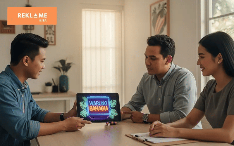 Dengan neon box yang dirancang dengan baik, pelanggan dapat dengan mudah mengidentifikasi dan mengenali lokasi bisnis Anda.
