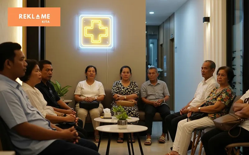 neon box dokter di Bali digunakan sebagai signage utama untuk menandai lokasi praktek, meningkatkan visibilitas klinik, dan membangun citra profesional di mata pasien.
