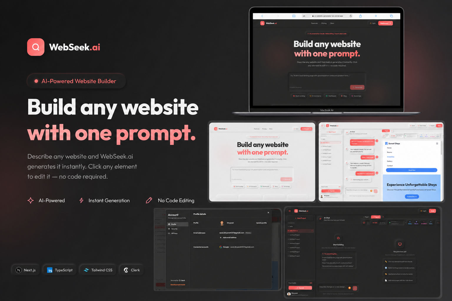 WebSeek.ai — generator surface