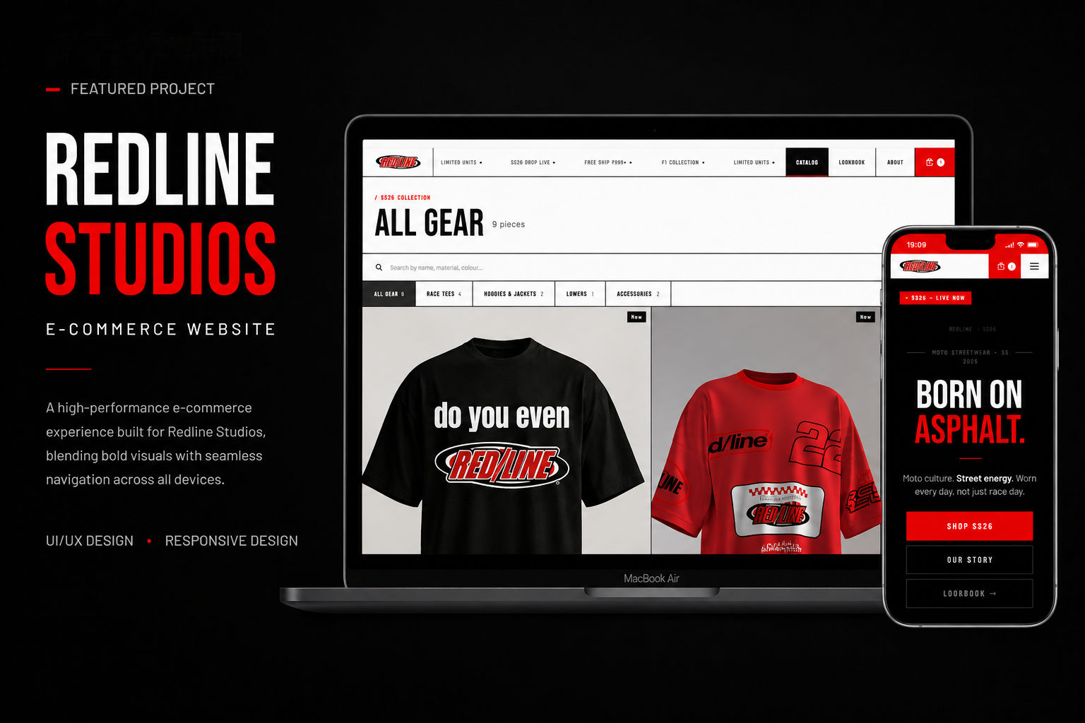 Redline Moto — desktop home