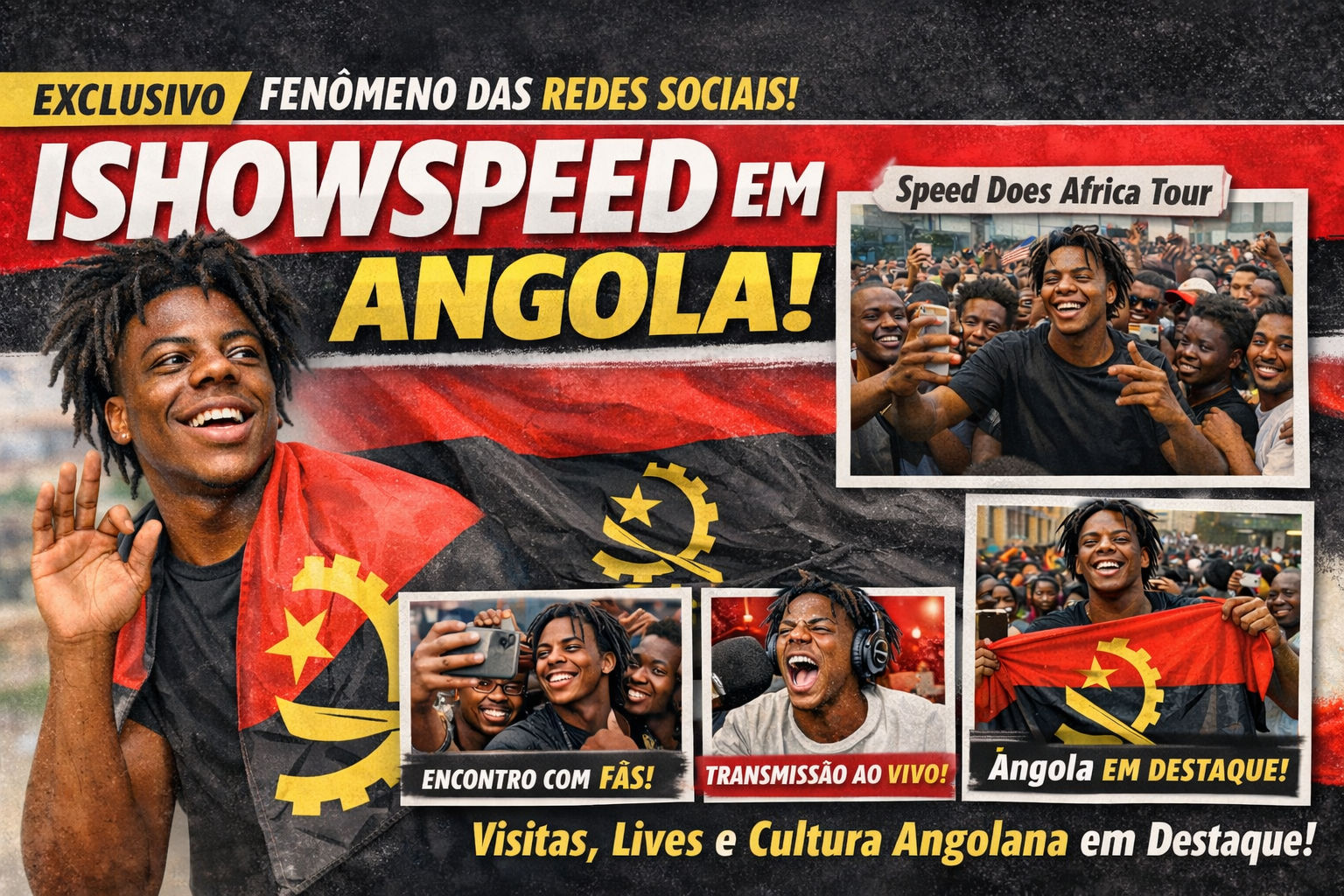Capa da notícia sobre: IShowSpeed visita Angola e movimenta a juventude angolana