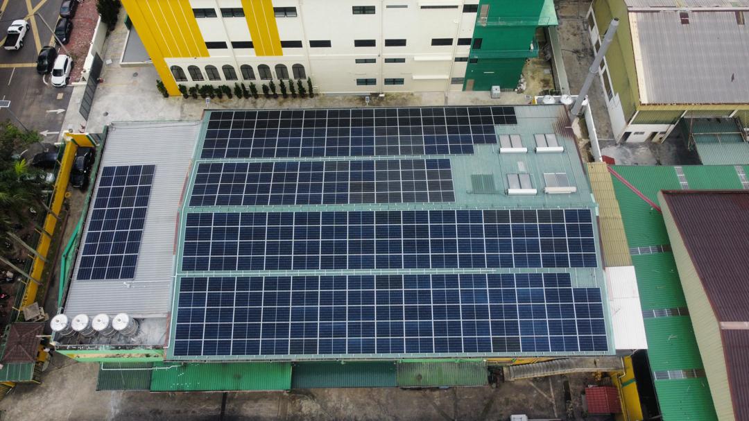 Industrial rooftop solar panel installation at a factory in Taman Maluri, Kepong, by Inhome Solar