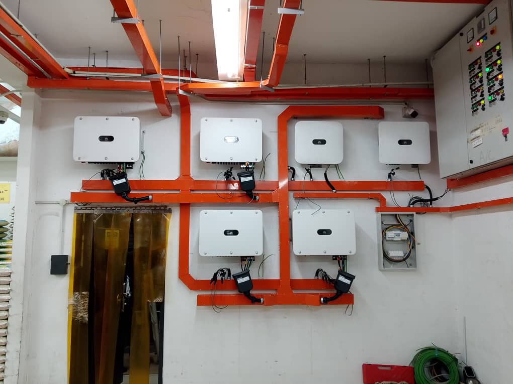 Solar inverters installed for a CS Pasaraya commercial rooftop system by Inhome Solar