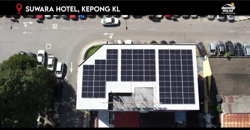 Commercial rooftop solar installation at Suwara Hotel, Kepong, by Inhome Solar