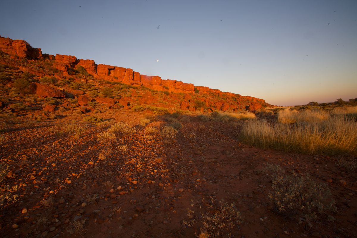 Sunset turning the red rocks an even deeper red