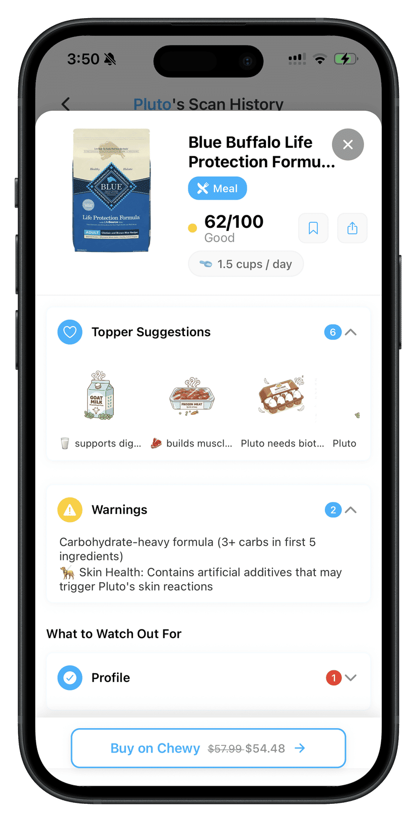 Doggo app food score