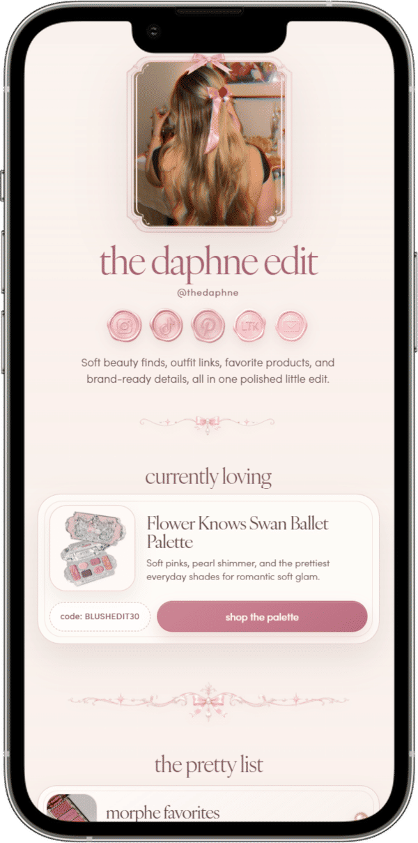 The Daphne creator site in a phone mockup