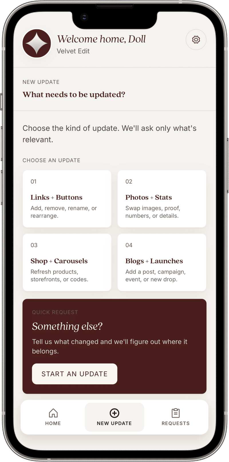 The Creator Dollhouse House Key update portal shown inside a phone