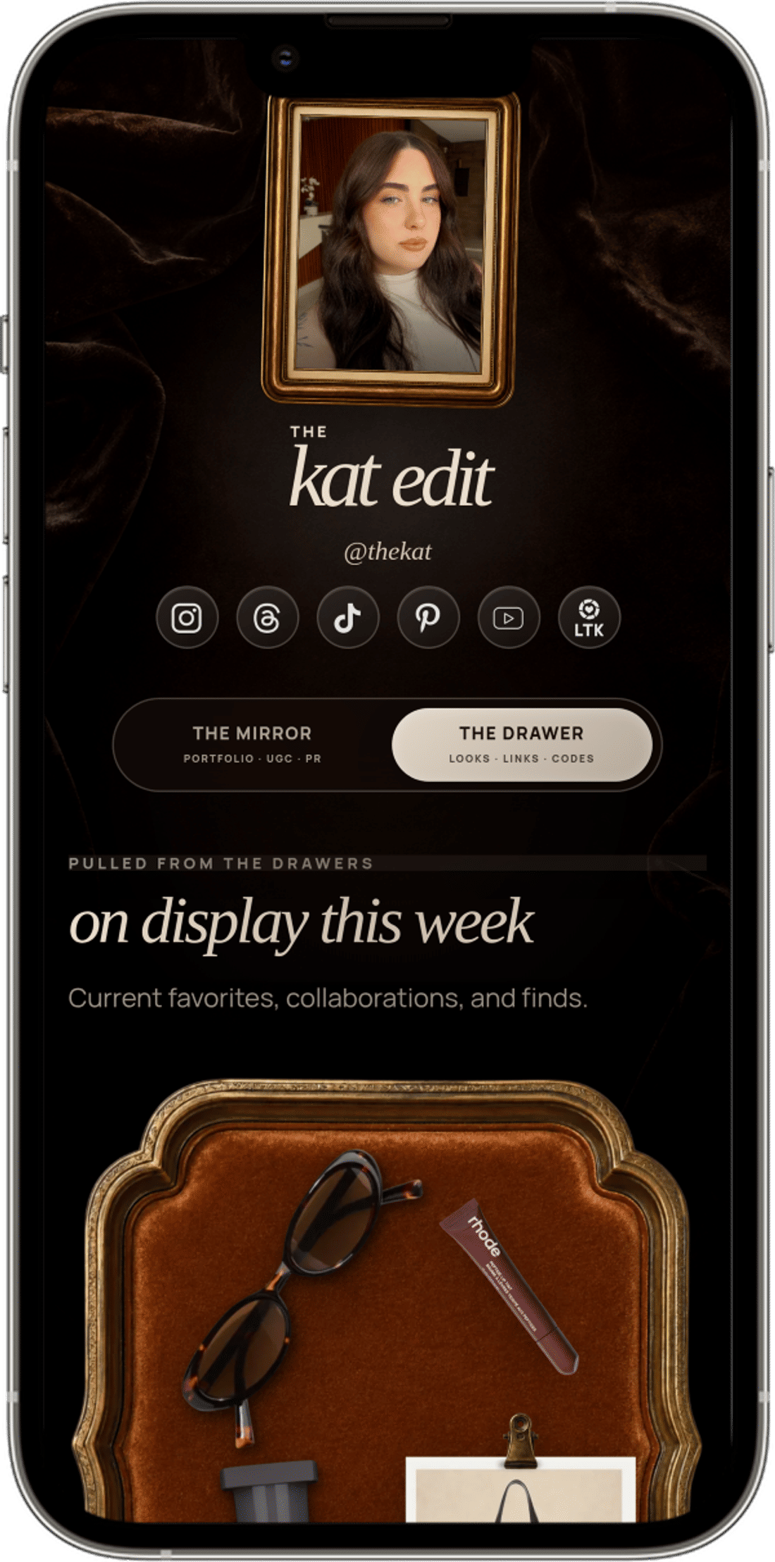 The Kat Edit creator website mobile mockup