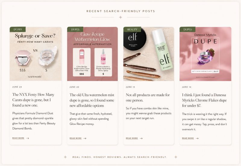 Search-friendly blog content preview