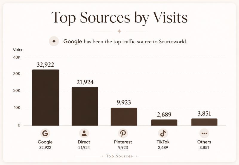 Website traffic source chart showing Google as a top traffic source
