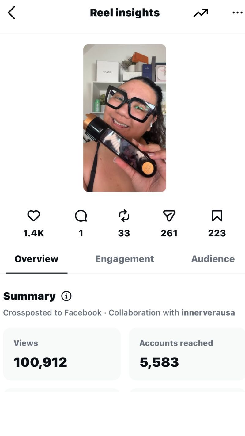 Scurtoworld recent Instagram Reel insight showing 100k+ views 
