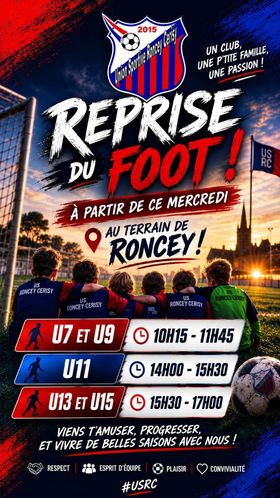 Reprise entraînement jeunes ce mercredi