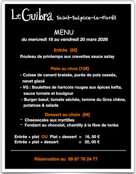 Menu de la semaine