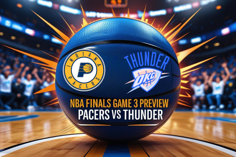 a basketball having the logos of the teams pacers and thunders