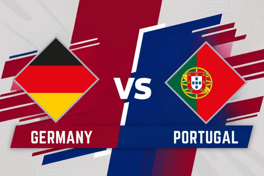 the flags of Germany and Portugal in nations league