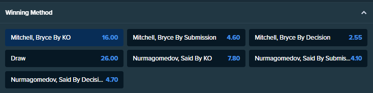 Stake.com 提供的胜负方式赔率