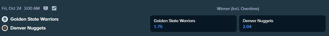 nuggets vs warriors nba match betting odds