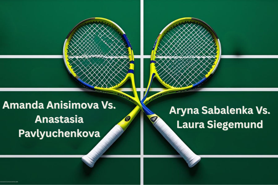 two tennis rackets of a tennis match