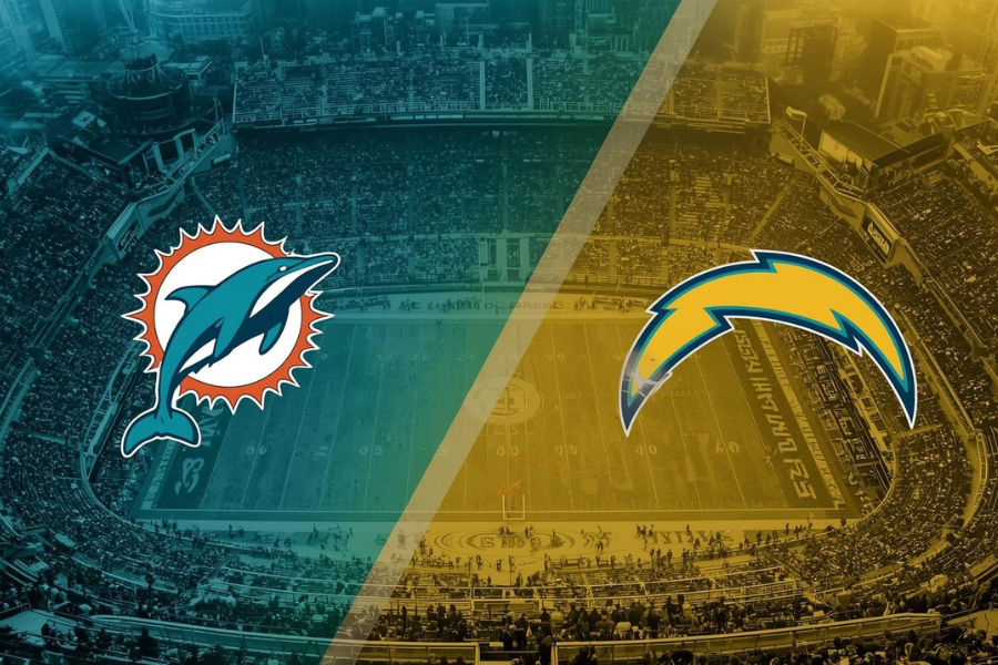 the official logos of miami dolphins and la chargers