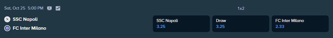 napoli and inter milan betting odds