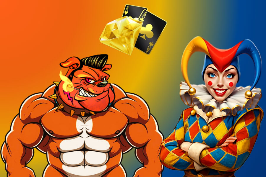 the characters of the luxe, rumble mutts and sticky lips slots