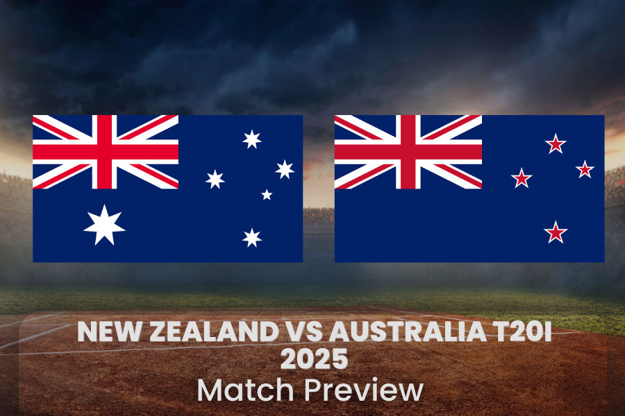 new zealand and australia flags on the cricket match