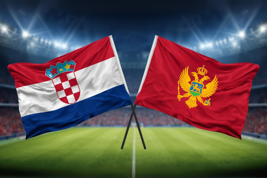 flags of croatia and montenegro in fifa world cup qualifier