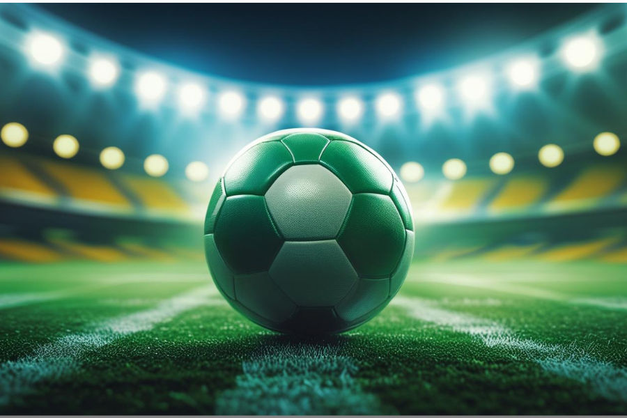 a football in the middle of a football ground