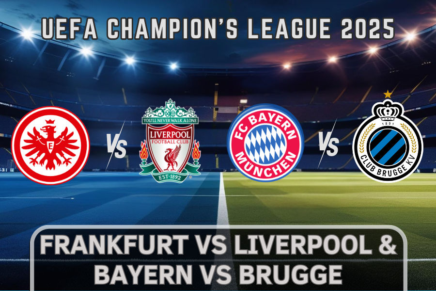 the logos of frankfurt and liverpool and bayern and brugge football teams