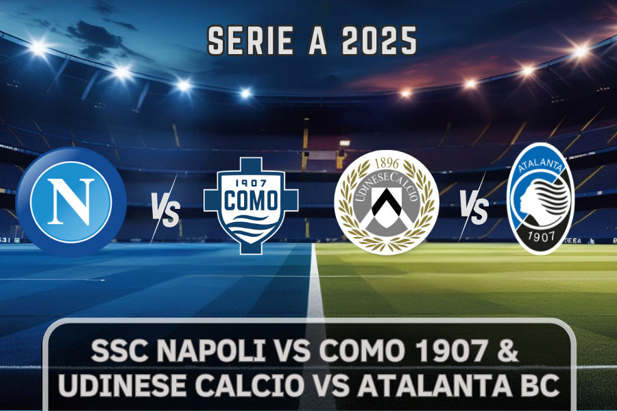 the official logos of udinese and atlanta bc and napoli and como match